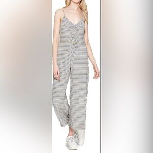 Wild Fable Gray and Yellow Striped Jumpsuit